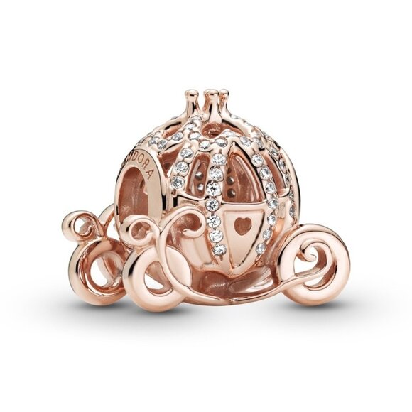 Pandora Rose Disney Cinderella Pumpkin Coach Charm with Clear Zirconia - Picture 1 of 11